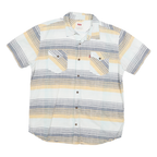 LEVI'S Mens Blue & Beige Striped Casual Shirt L Cotton Blend Summer Style