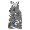 CHRISTOPHER KANE Womens Grey Blue Floral Sleeveless Day Cotton Blend Dress S