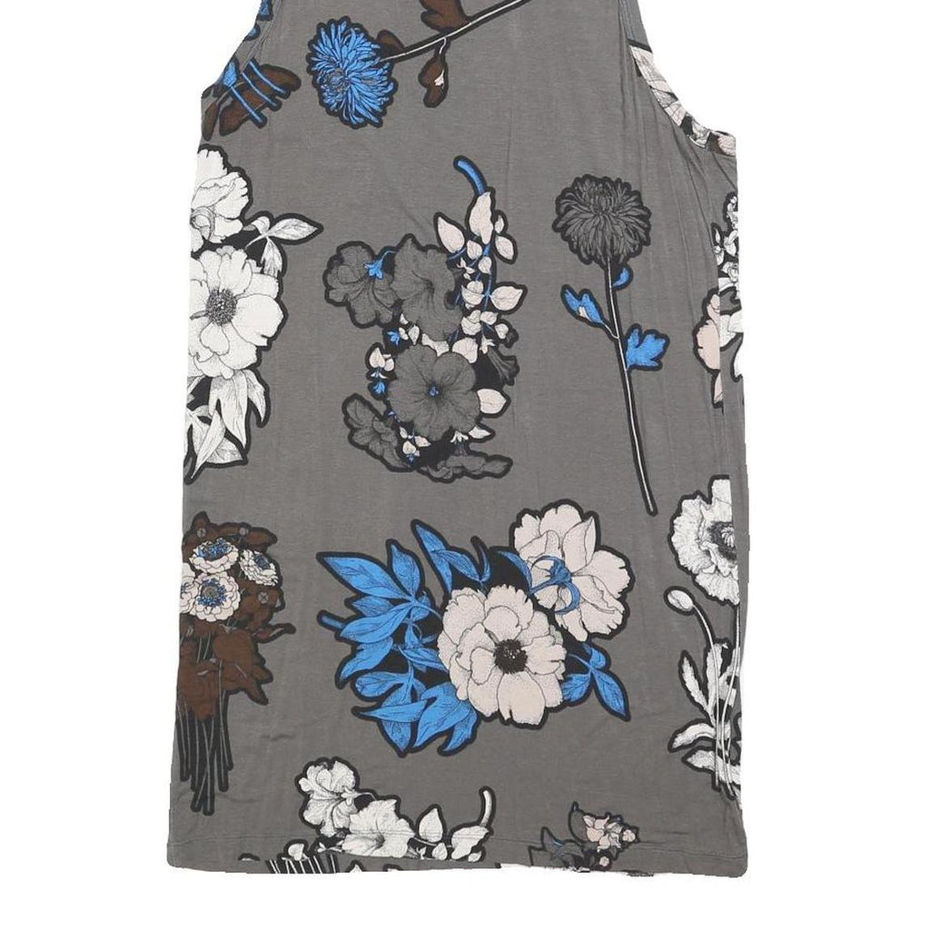 CHRISTOPHER KANE Womens Grey Blue Floral Sleeveless Day Cotton Blend Dress S