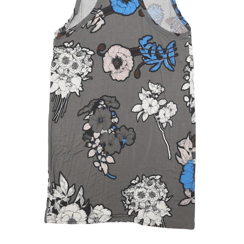 CHRISTOPHER KANE Womens Grey Blue Floral Sleeveless Day Cotton Blend Dress S