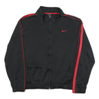 NIKE Mens Black & Red Jacket L Polyester Zip Plain Sports Casual Wear