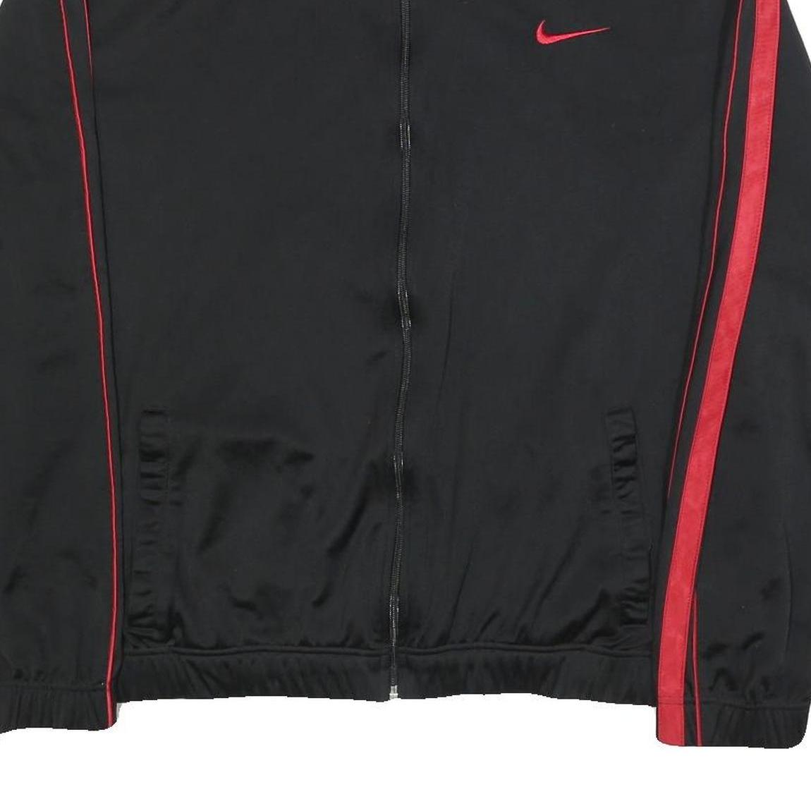 NIKE Mens Black & Red Jacket L Polyester Zip Plain Sports Casual Wear
