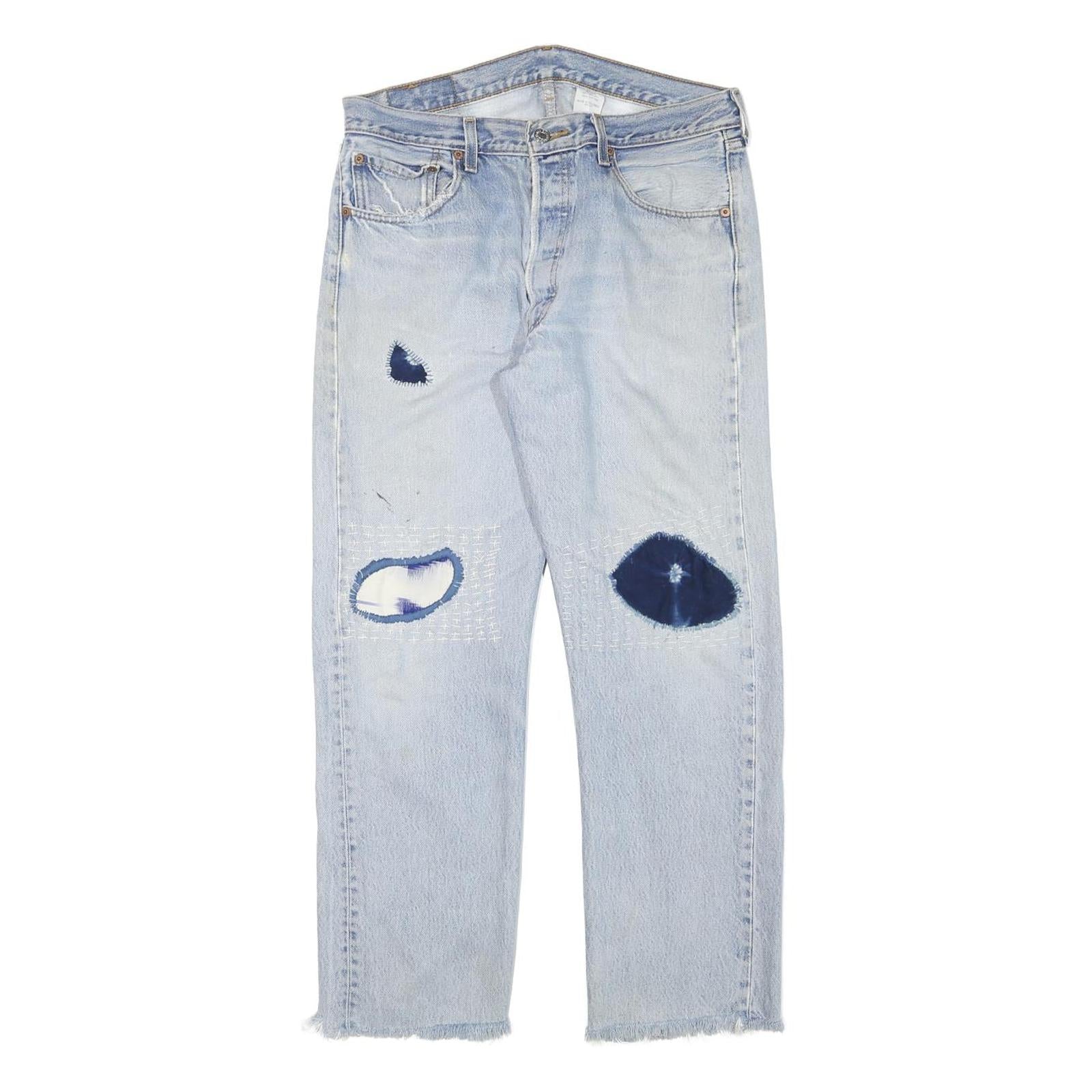 LEVI'S 501XX Mens Jeans Light Blue Regular Straight Denim Stone Wash W32 L27