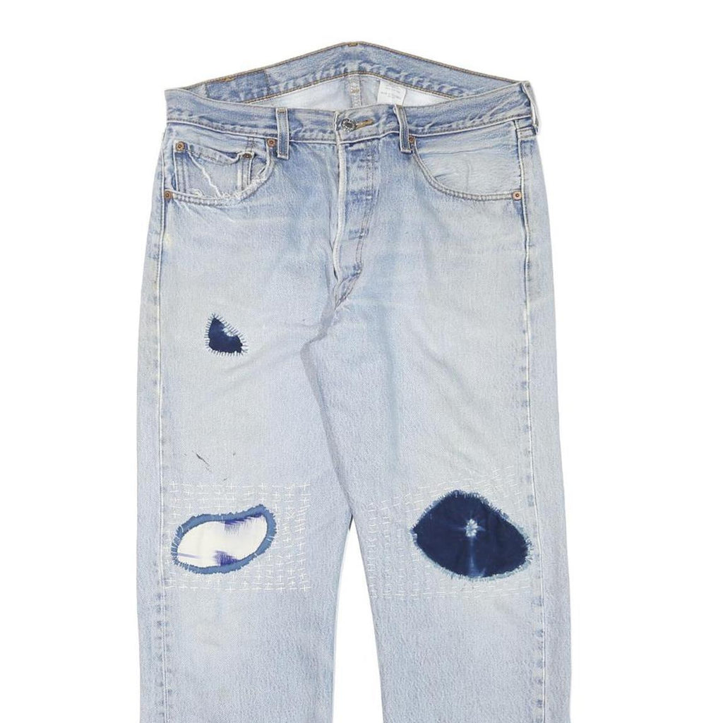 LEVI'S 501XX Mens Jeans Light Blue Regular Straight Denim Stone Wash W32 L27