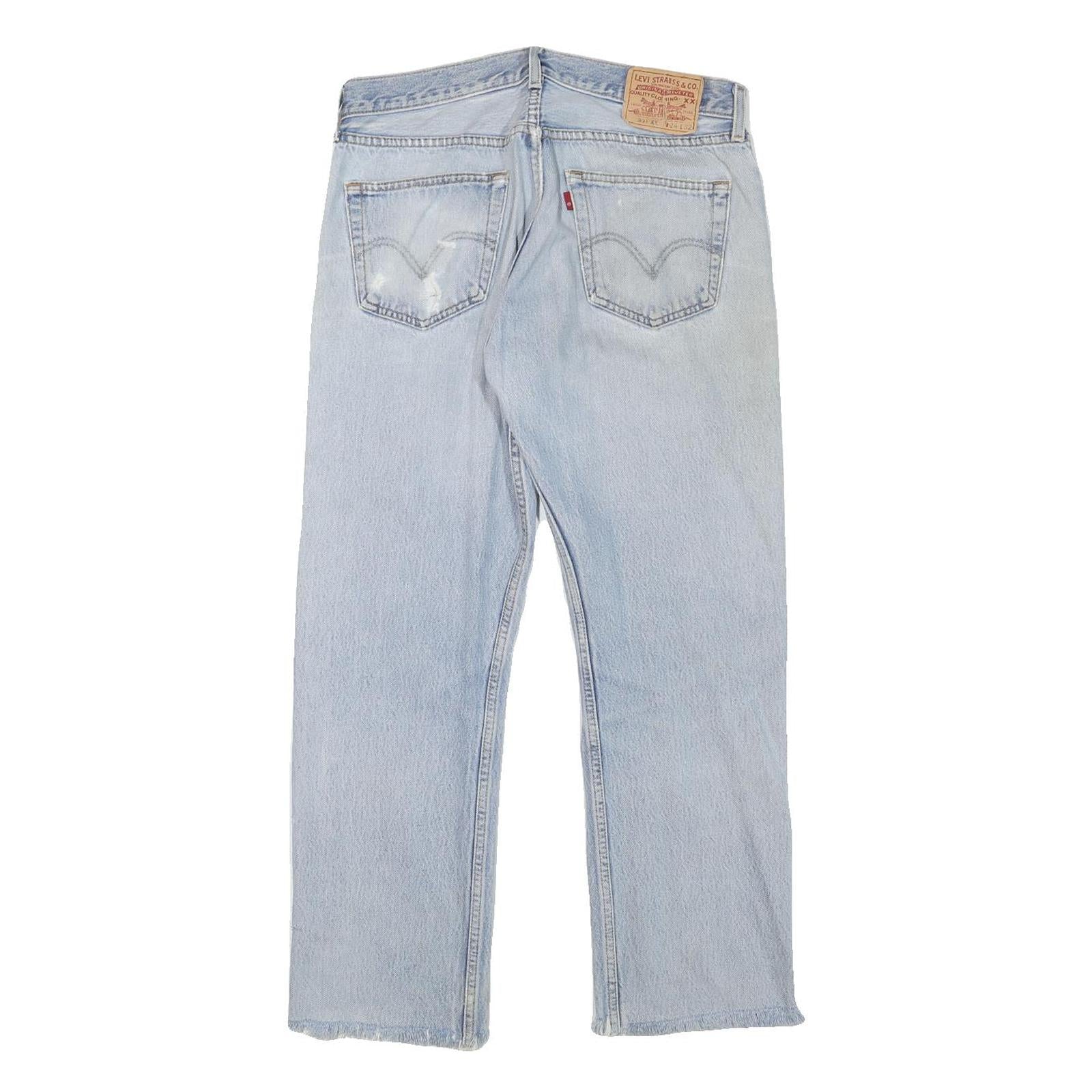 LEVI'S 501XX Mens Jeans Light Blue Regular Straight Denim Stone Wash W32 L27