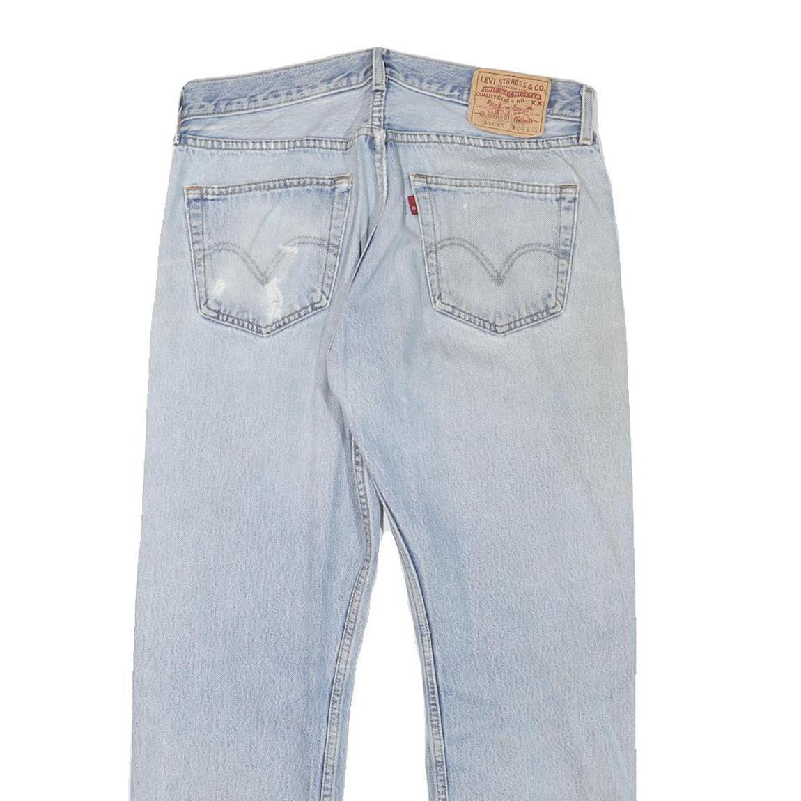 LEVI'S 501XX Mens Jeans Light Blue Regular Straight Denim Stone Wash W32 L27