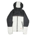 NIKE Mens Black & White Zip Up Puffer Jacket S Polyester Therma-Fit Hooded