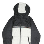 NIKE Mens Black & White Zip Up Puffer Jacket S Polyester Therma-Fit Hooded