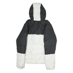 NIKE Mens Black & White Zip Up Puffer Jacket S Polyester Therma-Fit Hooded