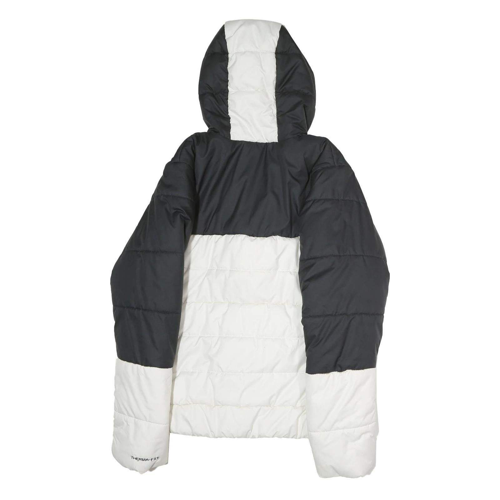 NIKE Mens Black & White Zip Up Puffer Jacket S Polyester Therma-Fit Hooded