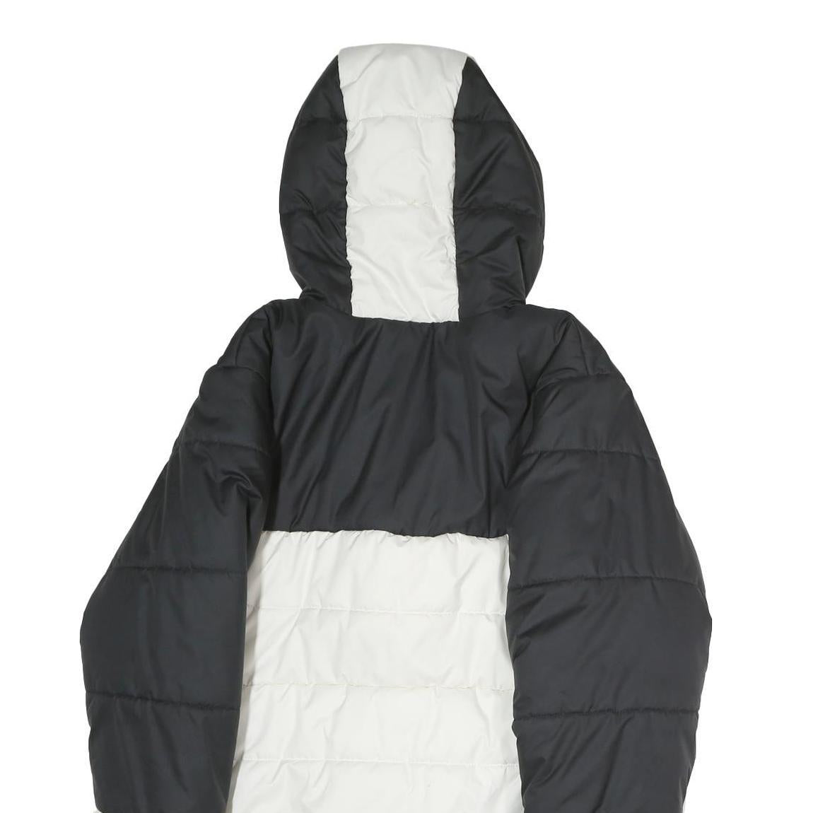 NIKE Mens Black & White Zip Up Puffer Jacket S Polyester Therma-Fit Hooded