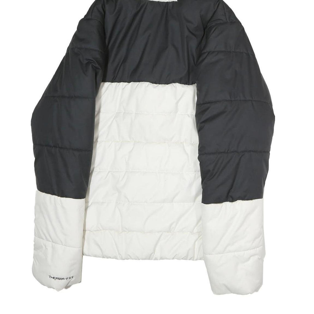 NIKE Mens Black & White Zip Up Puffer Jacket S Polyester Therma-Fit Hooded