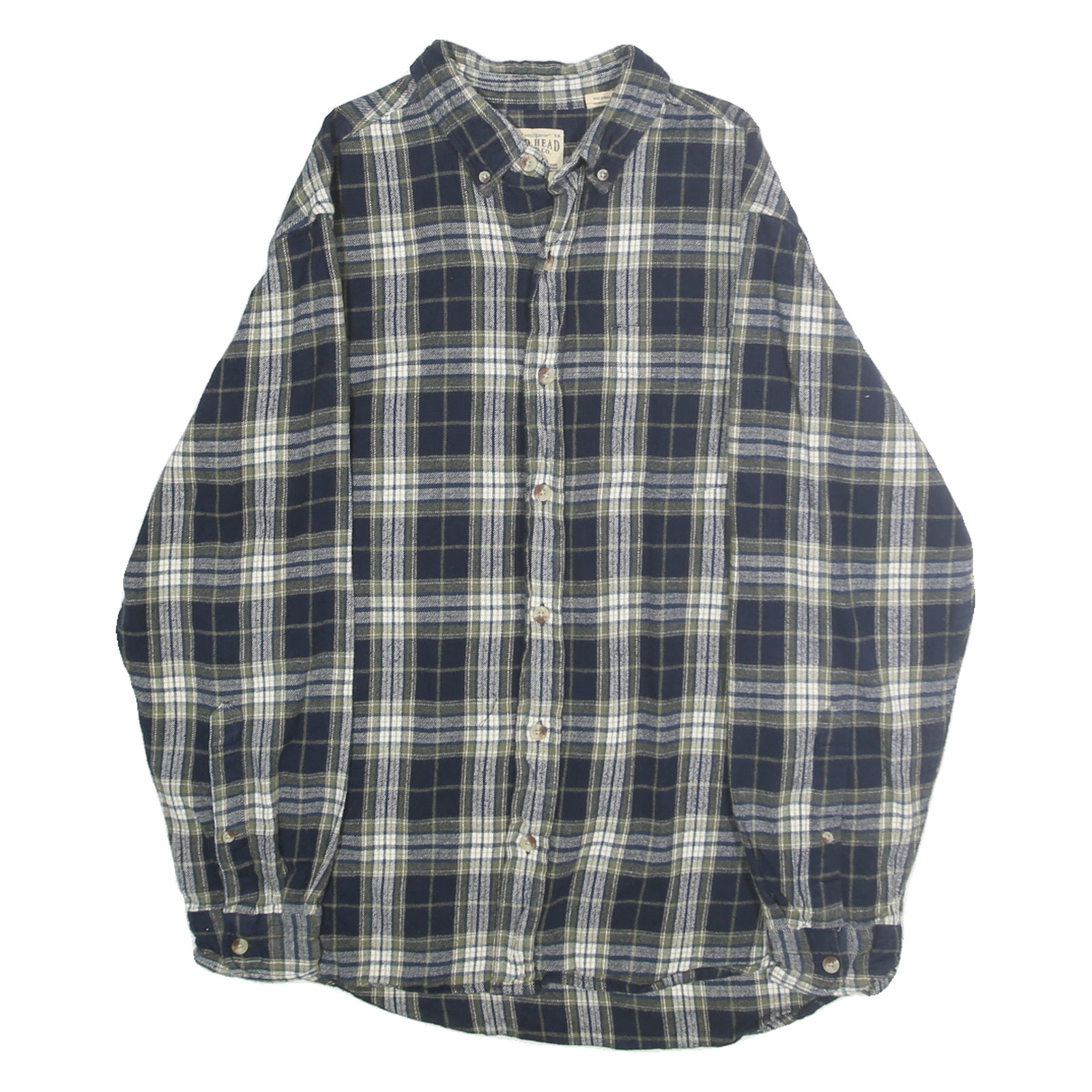 RED HEAD Mens Blue & Cream Plaid Shirt M Cotton Casual Button Down Long Sleeve