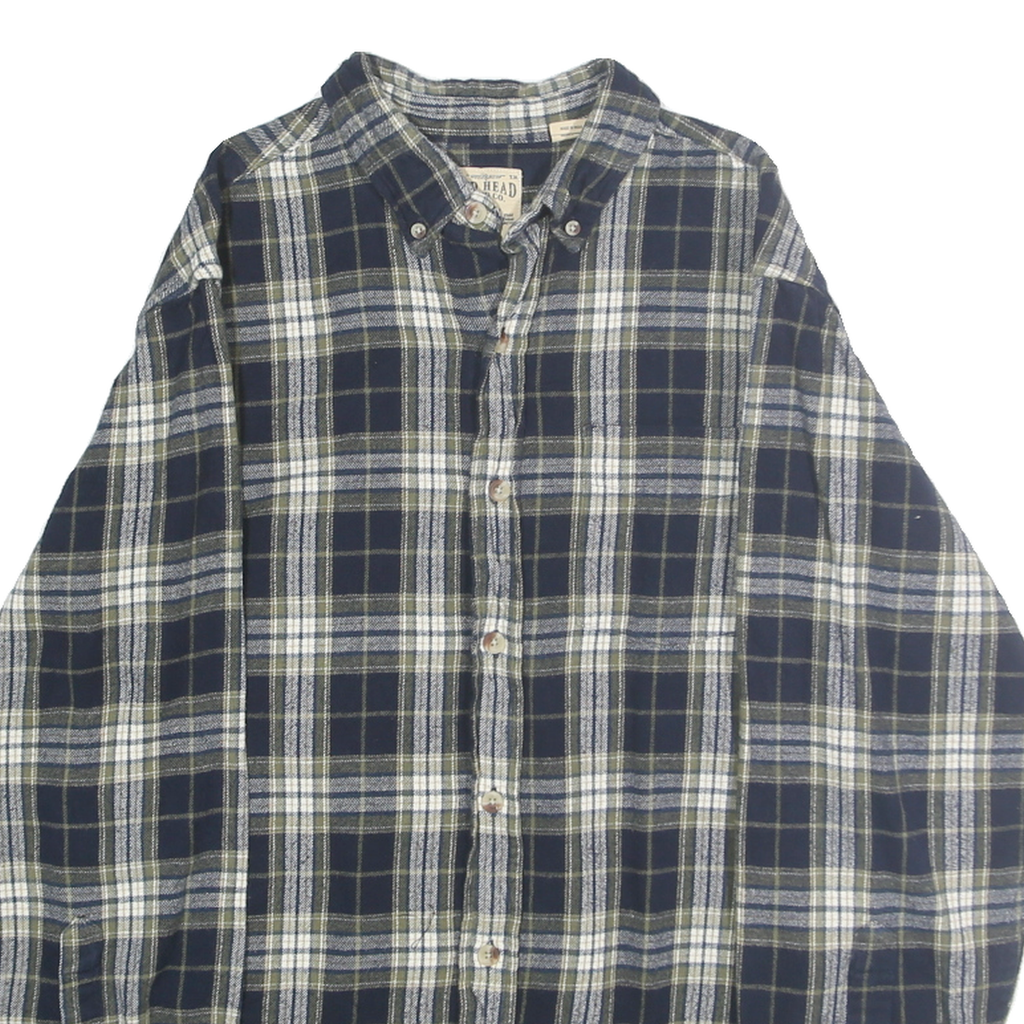 RED HEAD Mens Blue & Cream Plaid Shirt M Cotton Casual Button Down Long Sleeve