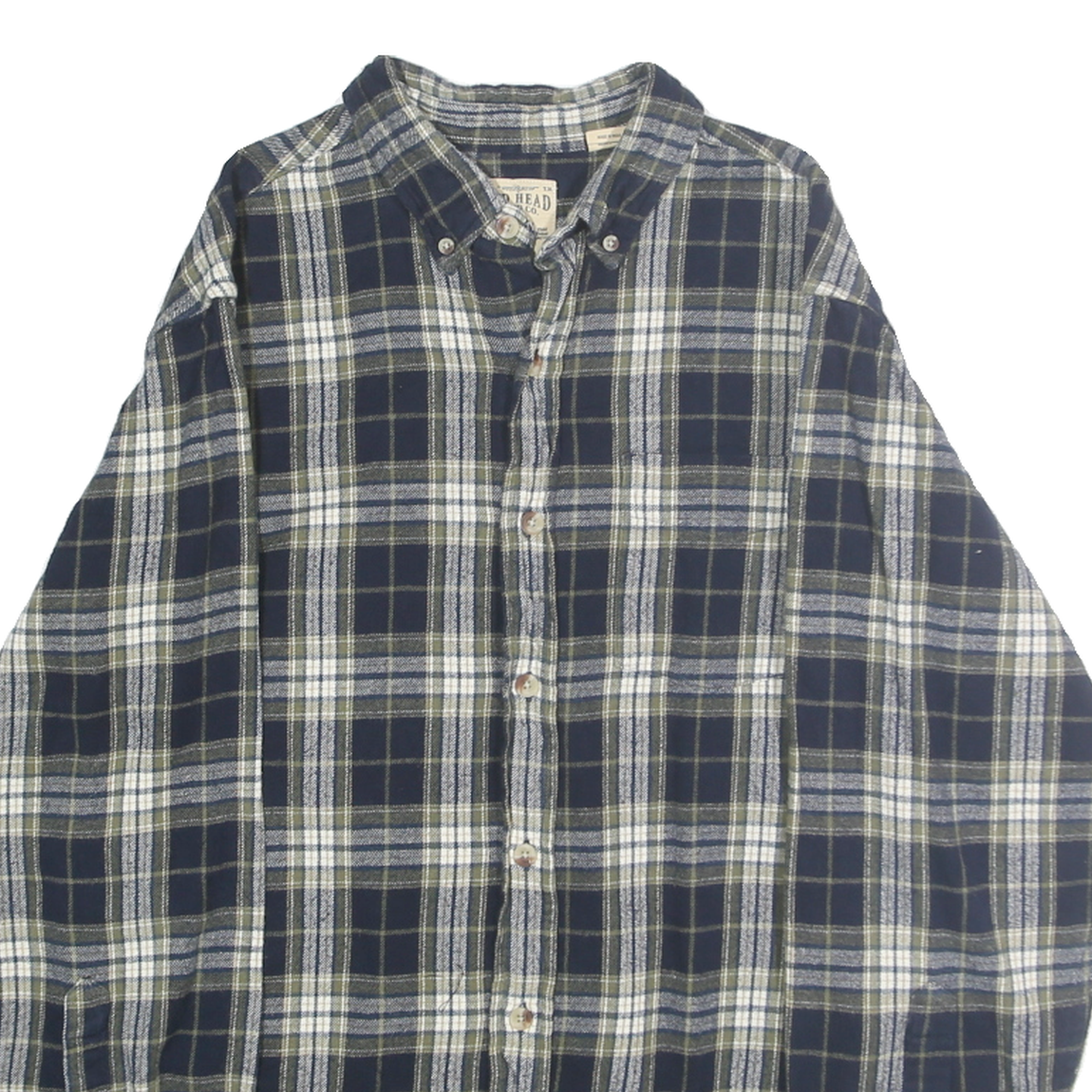 RED HEAD Mens Blue & Cream Plaid Shirt M Cotton Casual Button Down Long Sleeve