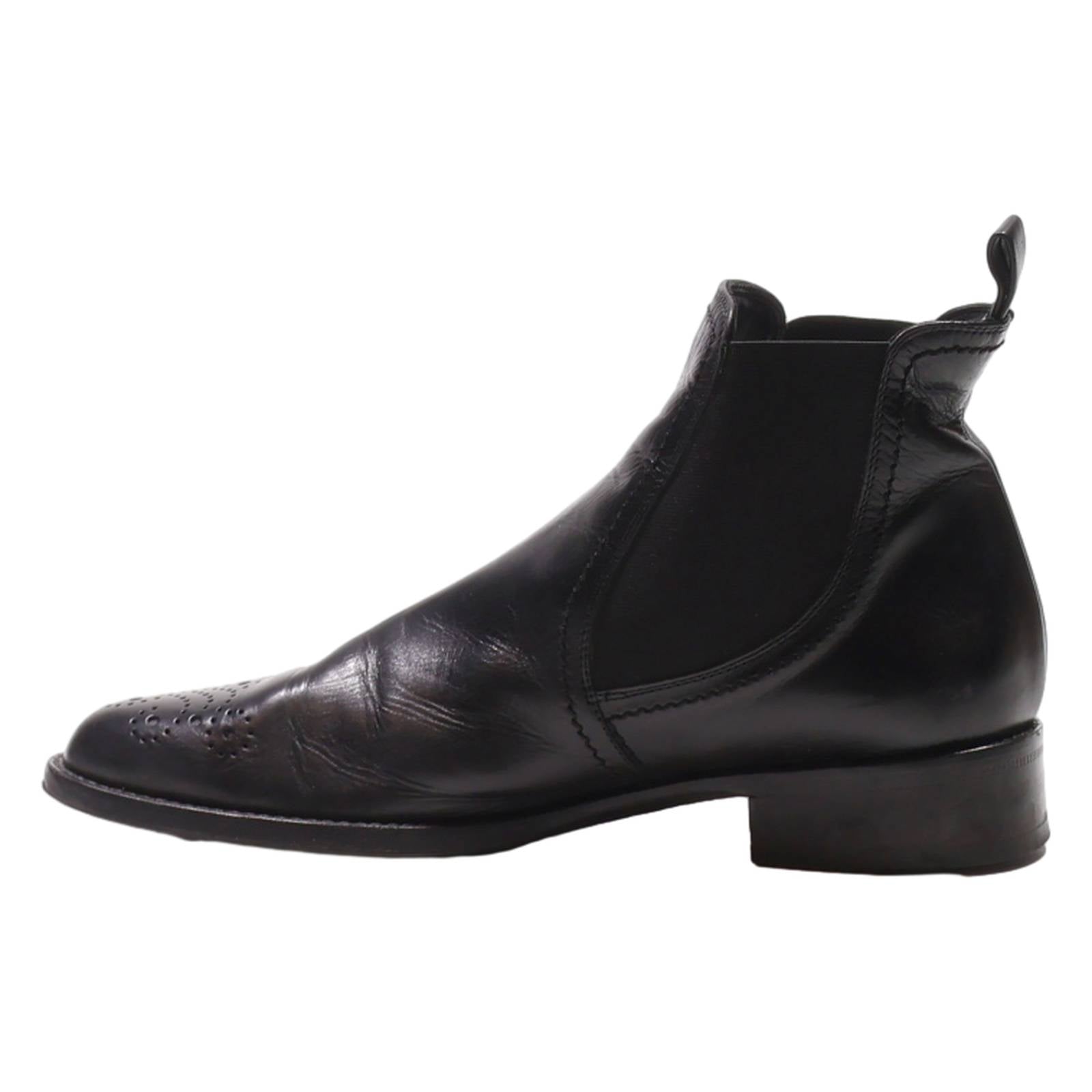 TRUANS Chelsea Boots Black Leather Mens UK 6