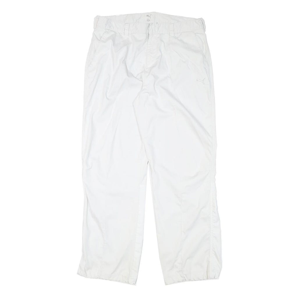 PUMA Mens Polyester Blend White Relaxed Straight Trousers W33 L30 Casual