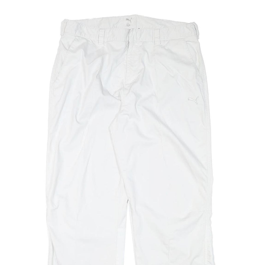 PUMA Mens Polyester Blend White Relaxed Straight Trousers W33 L30 Casual