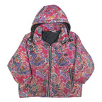 RODEO Girls Pink Purple Graphic Print Jacket M Polyester Blend Zip Hooded