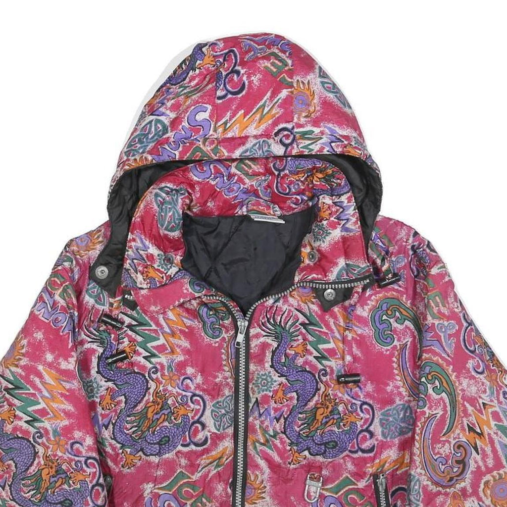 RODEO Girls Pink Purple Graphic Print Jacket M Polyester Blend Zip Hooded