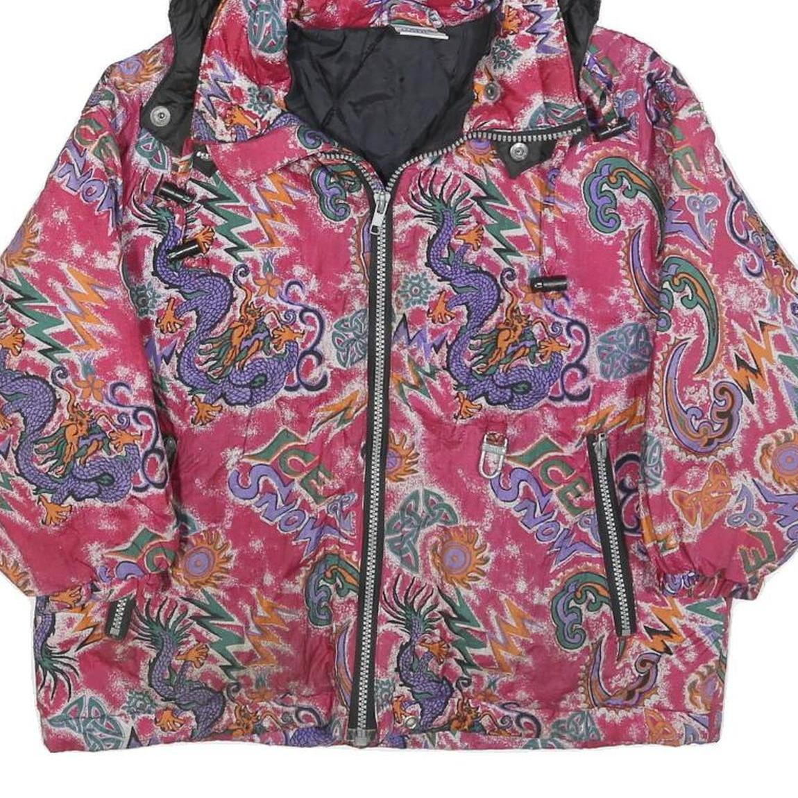 RODEO Girls Pink Purple Graphic Print Jacket M Polyester Blend Zip Hooded