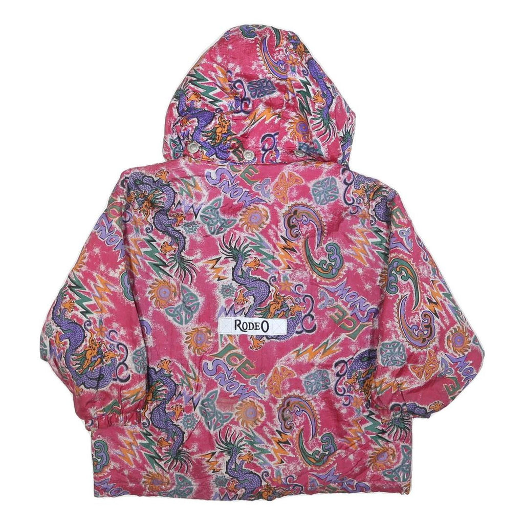 RODEO Girls Pink Purple Graphic Print Jacket M Polyester Blend Zip Hooded