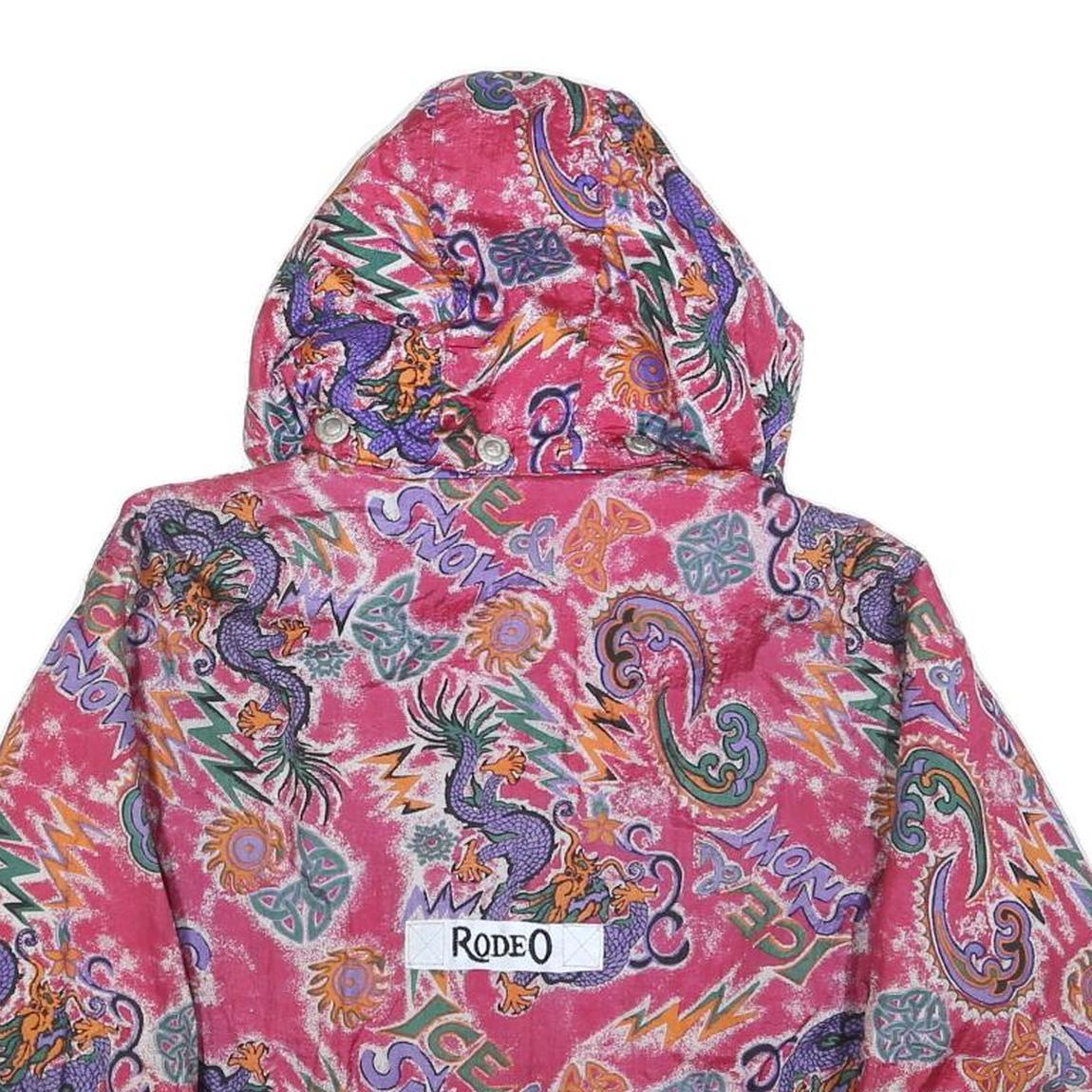 RODEO Girls Pink Purple Graphic Print Jacket M Polyester Blend Zip Hooded