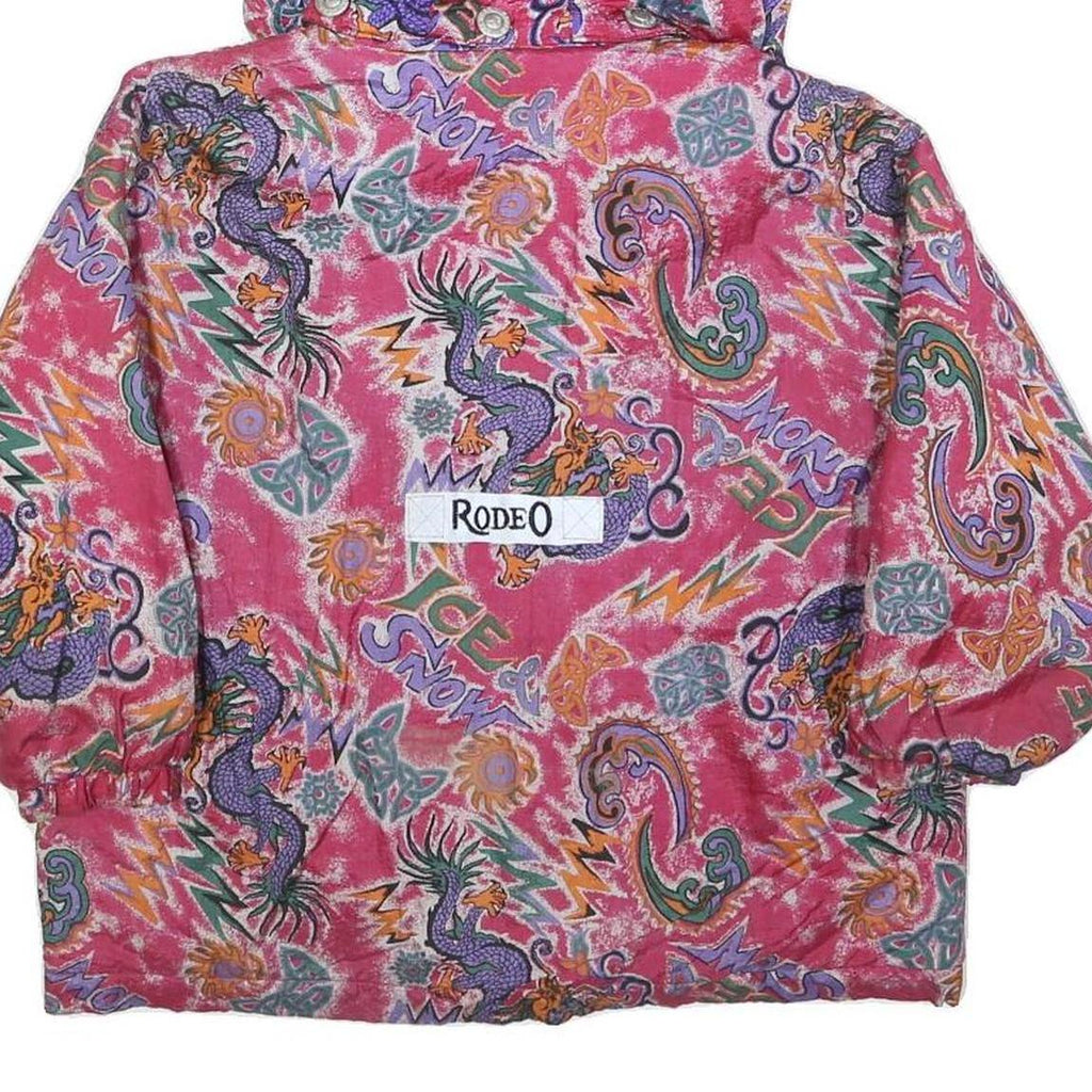 RODEO Girls Pink Purple Graphic Print Jacket M Polyester Blend Zip Hooded