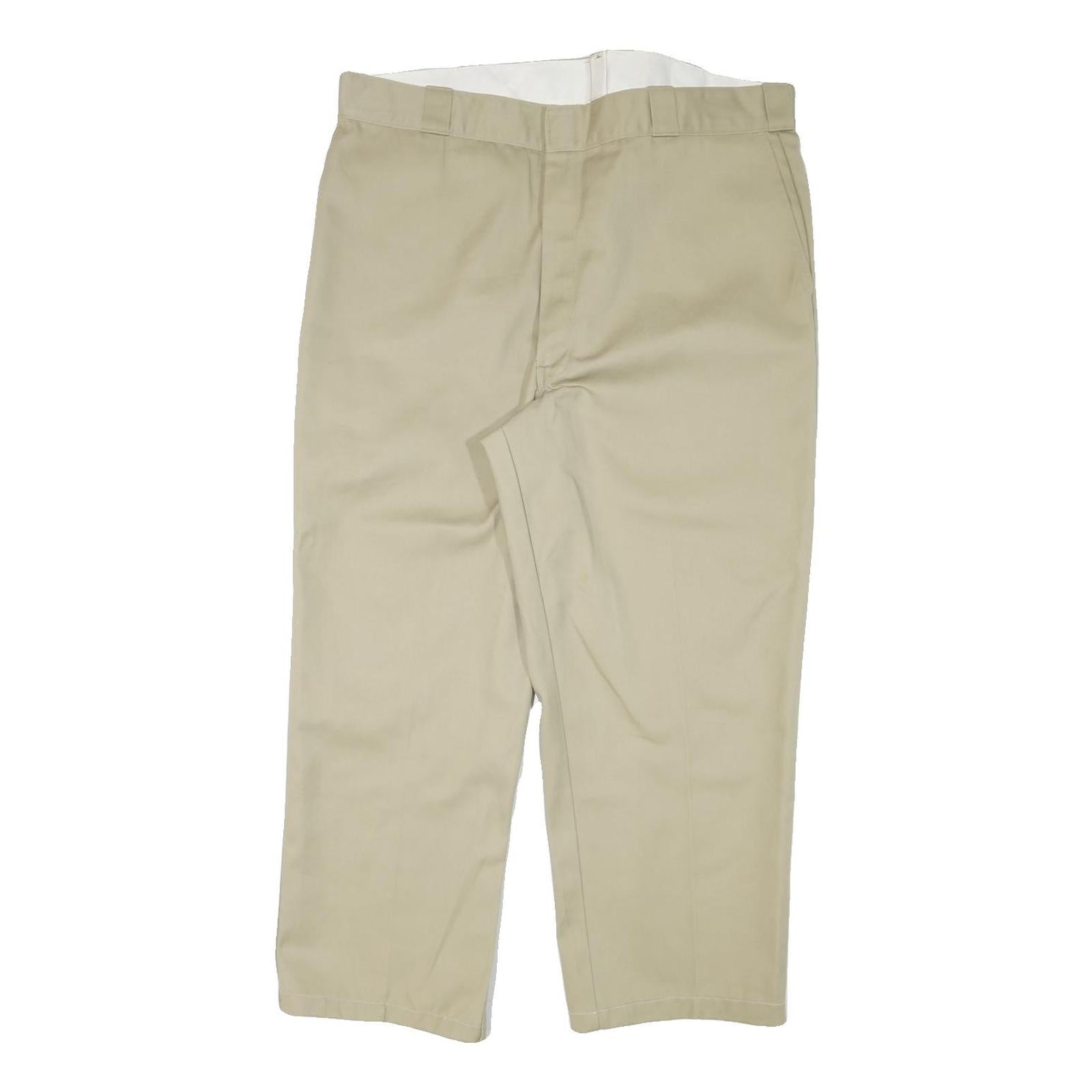 DICKIES Mens Cotton Blend Beige Relaxed Straight Trousers W40 L26 Workwear