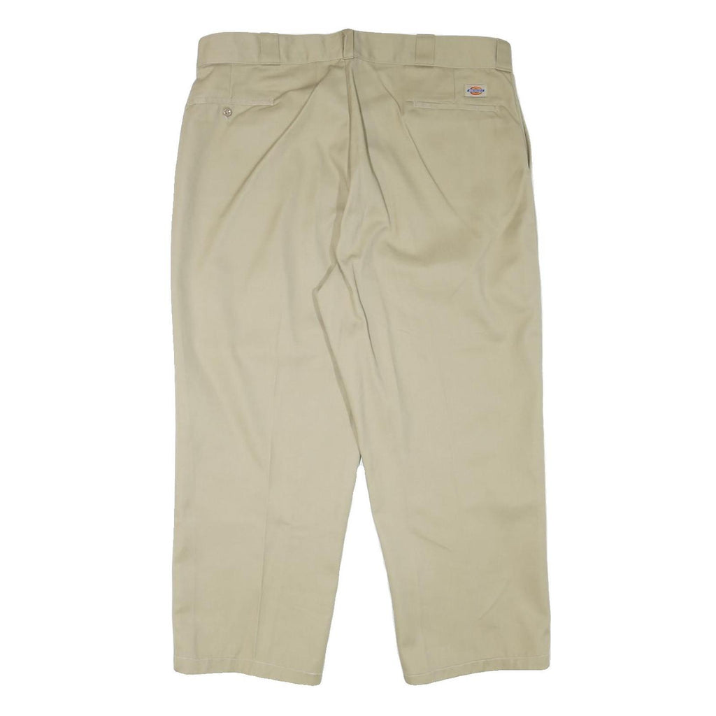 DICKIES Mens Cotton Blend Beige Relaxed Straight Trousers W40 L26 Workwear