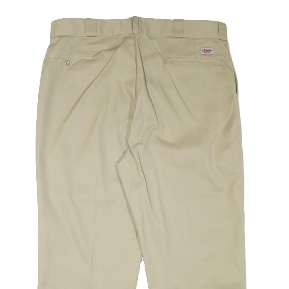 DICKIES Mens Cotton Blend Beige Relaxed Straight Trousers W40 L26 Workwear