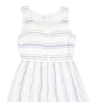 FAT FACE Womens White & Blue Striped Day Cotton Blend Sleeveless Knee Length