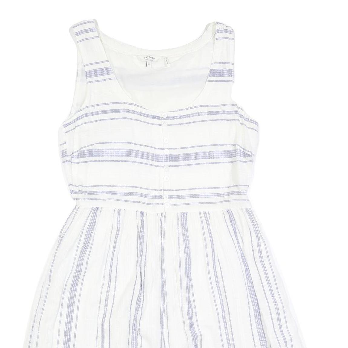 FAT FACE Womens White & Blue Striped Day Cotton Blend Sleeveless Knee Length