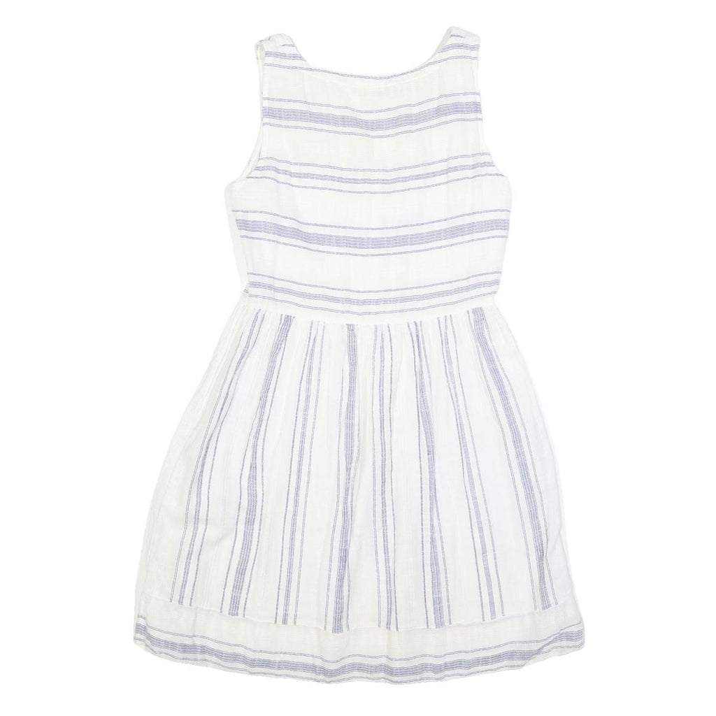 FAT FACE Womens White & Blue Striped Day Cotton Blend Sleeveless Knee Length