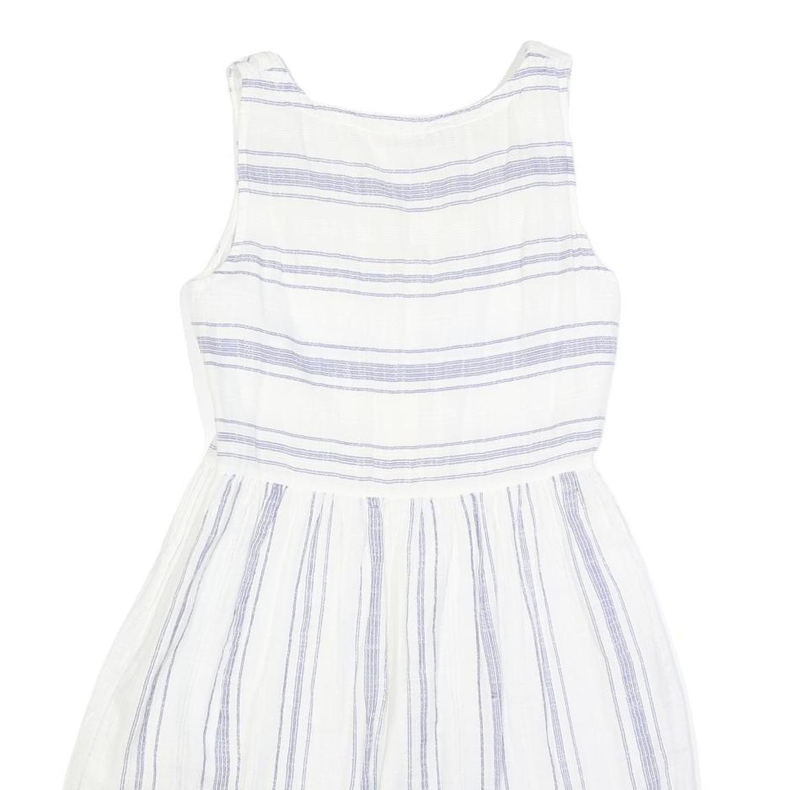 FAT FACE Womens White & Blue Striped Day Cotton Blend Sleeveless Knee Length