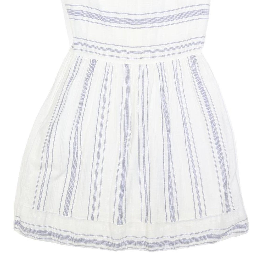 FAT FACE Womens White & Blue Striped Day Cotton Blend Sleeveless Knee Length
