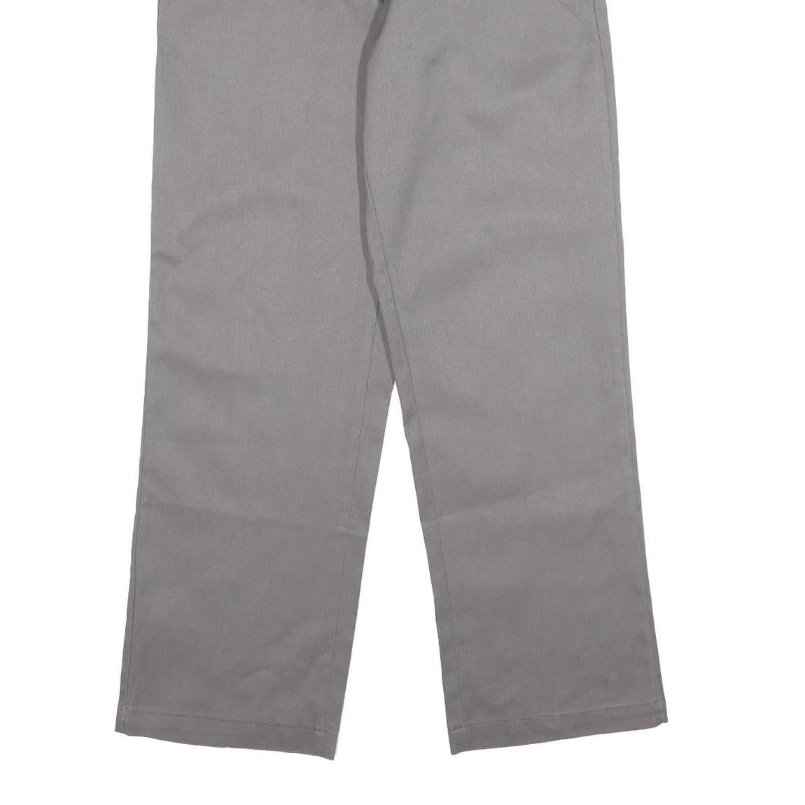 DICKIES Mens Regular Grey Cotton Blend Trousers W32 L30 Classic Zip Workwear