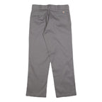 DICKIES Mens Regular Grey Cotton Blend Trousers W32 L30 Classic Zip Workwear