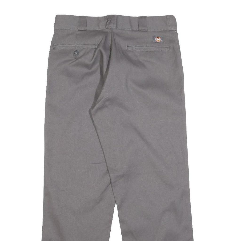 DICKIES Mens Regular Grey Cotton Blend Trousers W32 L30 Classic Zip Workwear