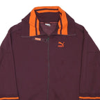 PUMA Womens Maroon & Orange Zip Jacket L Cotton Blend Plain Sporty Casual