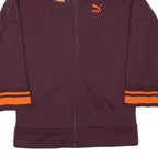 PUMA Womens Maroon & Orange Zip Jacket L Cotton Blend Plain Sporty Casual