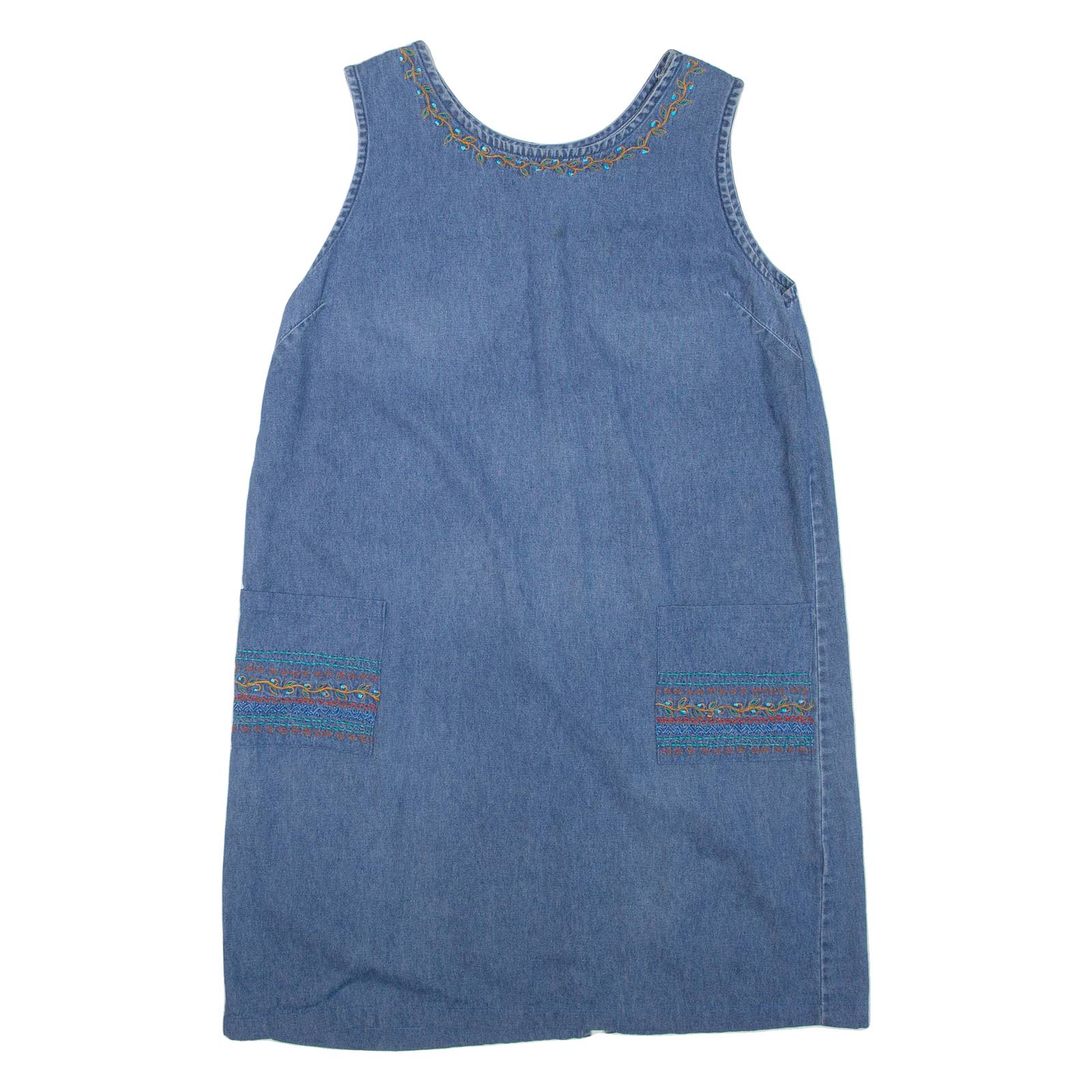 ERIKA Womens Shift Dress Blue Denim Sleeveless Short L