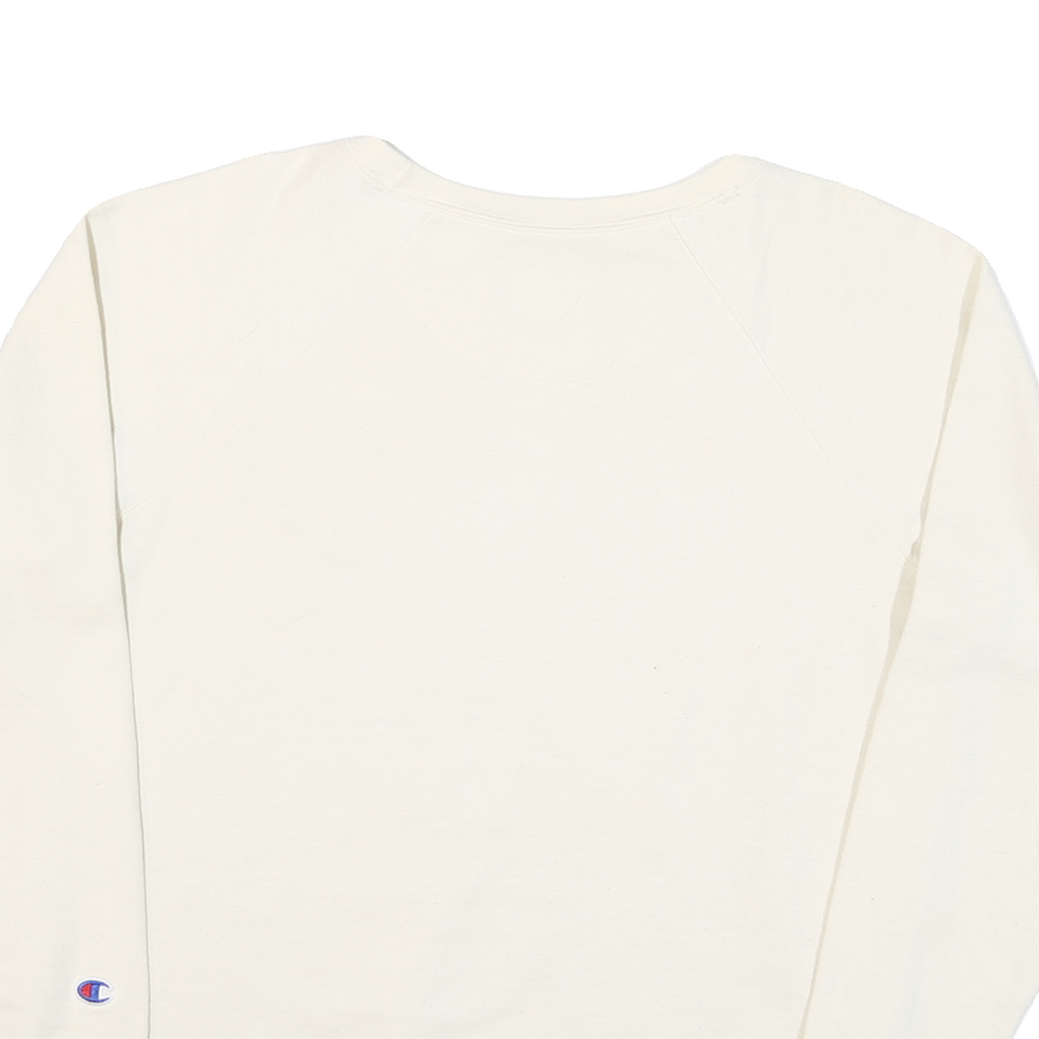 CHAMPION Womens White Cotton Blend Crew Neck Sweatshirt L Classic Logo Print