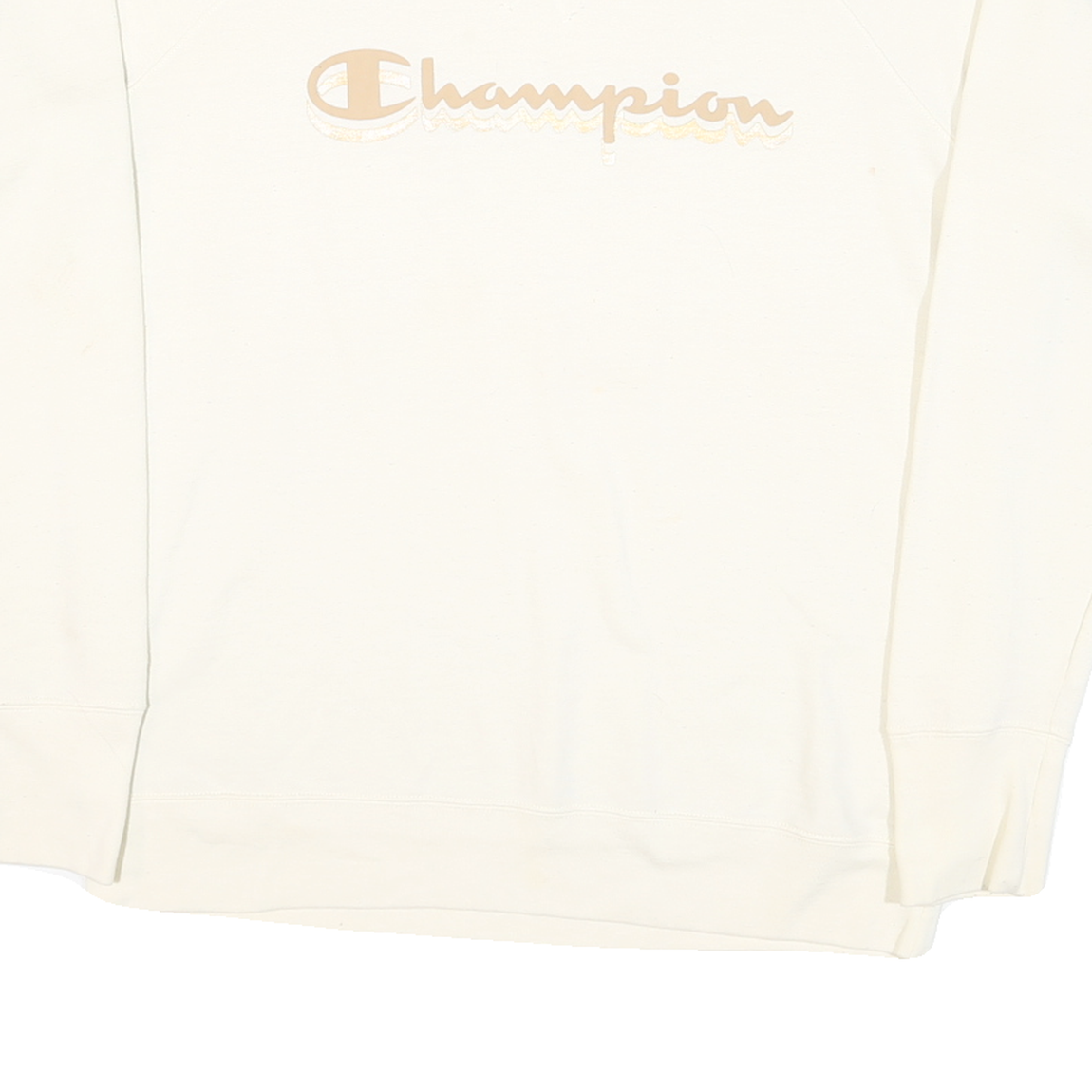 CHAMPION Womens White Cotton Blend Crew Neck Sweatshirt L Classic Logo Print