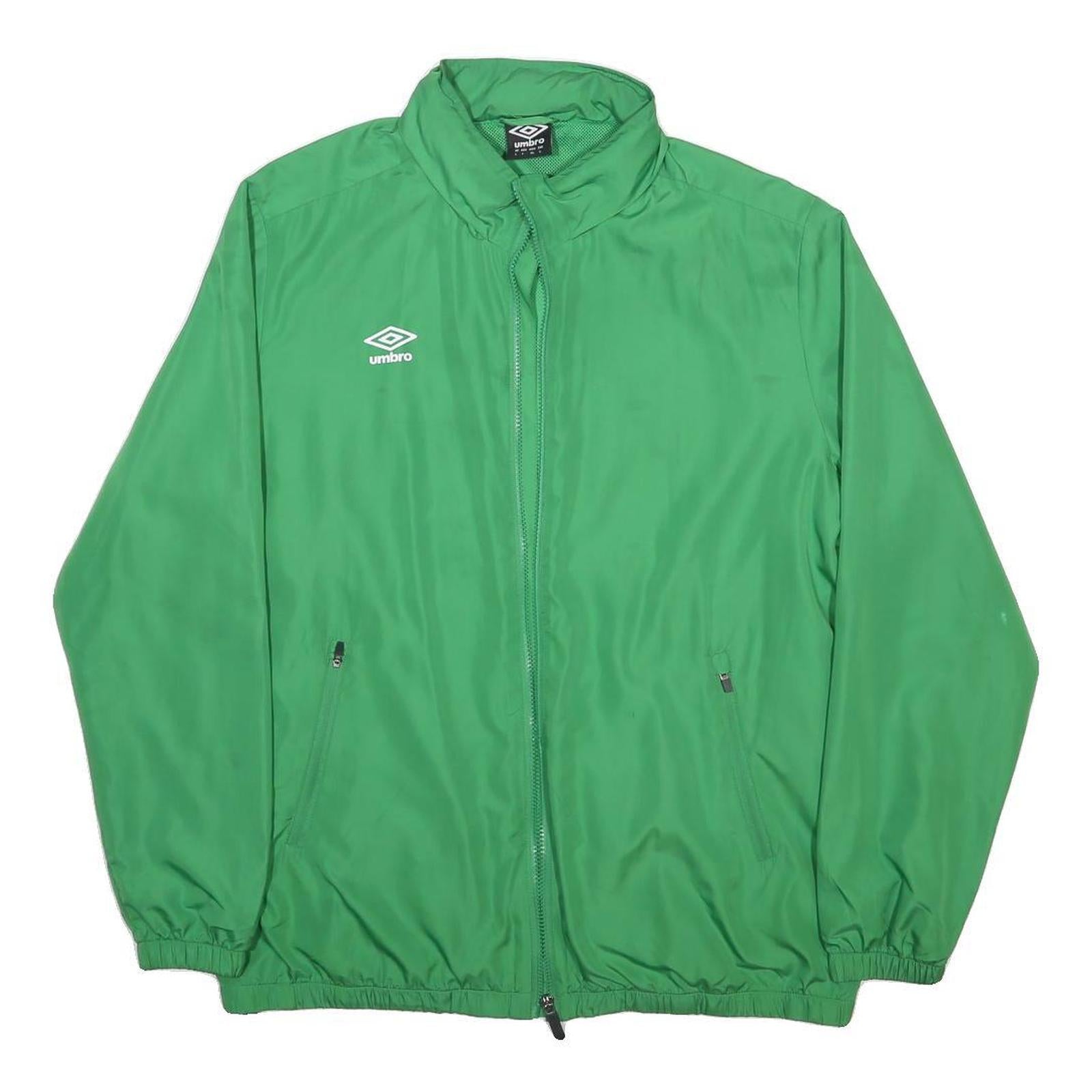 UMBRO Mens Green Jacket L Polyester Plain Zip Sports Casual Lightweight
