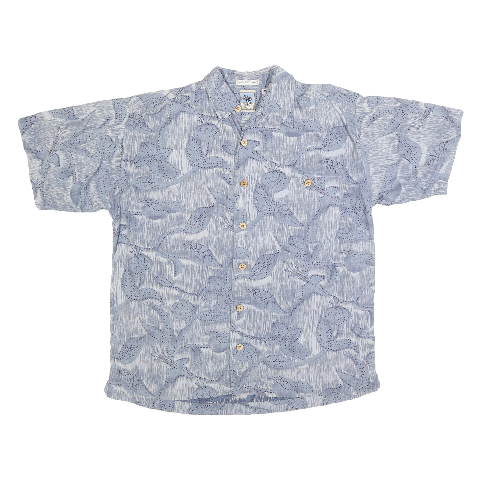 GOTCHA SPORT Mens Blue Pattern Shirt M Cotton Casual Holiday Summer