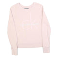 CALVIN KLEIN Womens Pink Crew Neck XS Cotton Blend Sweatshirt Logo Print