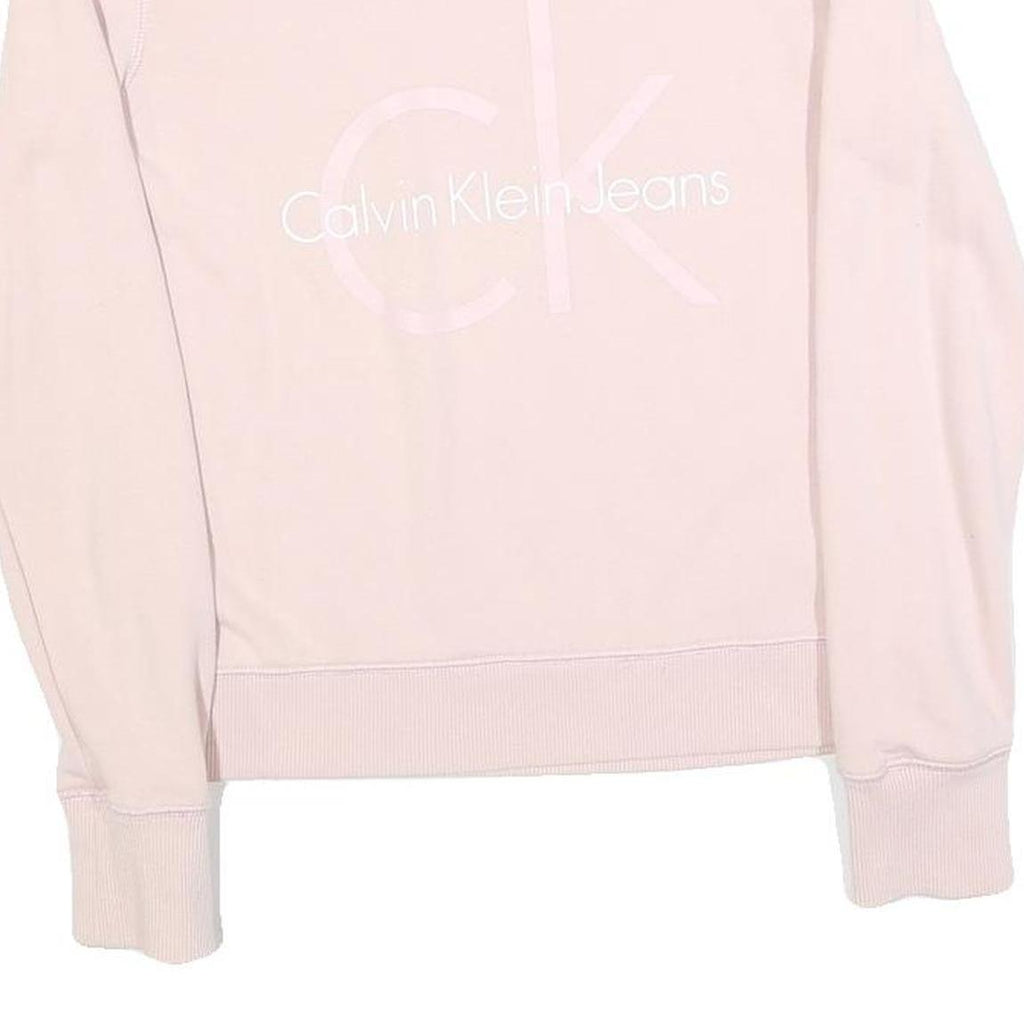 CALVIN KLEIN Womens Pink Crew Neck XS Cotton Blend Sweatshirt Logo Print
