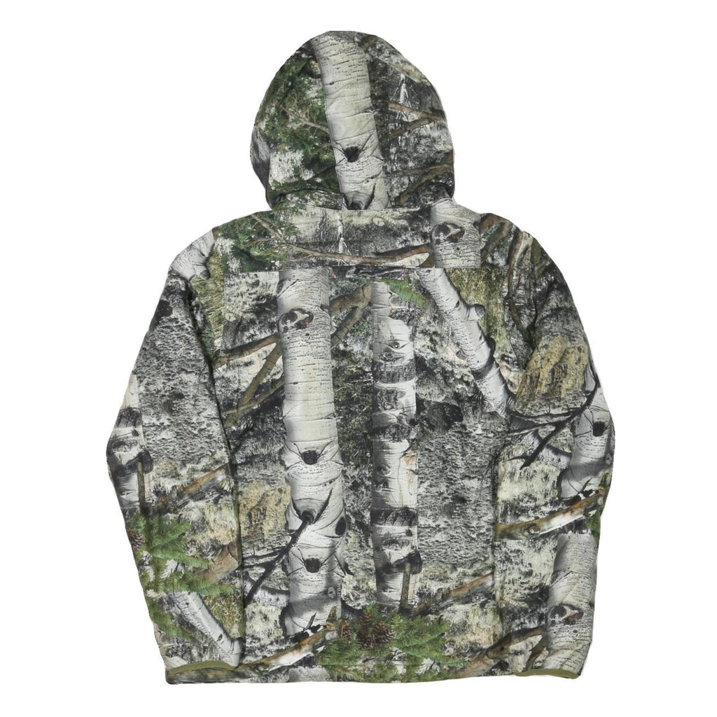 Womens Green Camouflage Hooded Jacket M Polyester Blend Zip Up Outdoor Wear