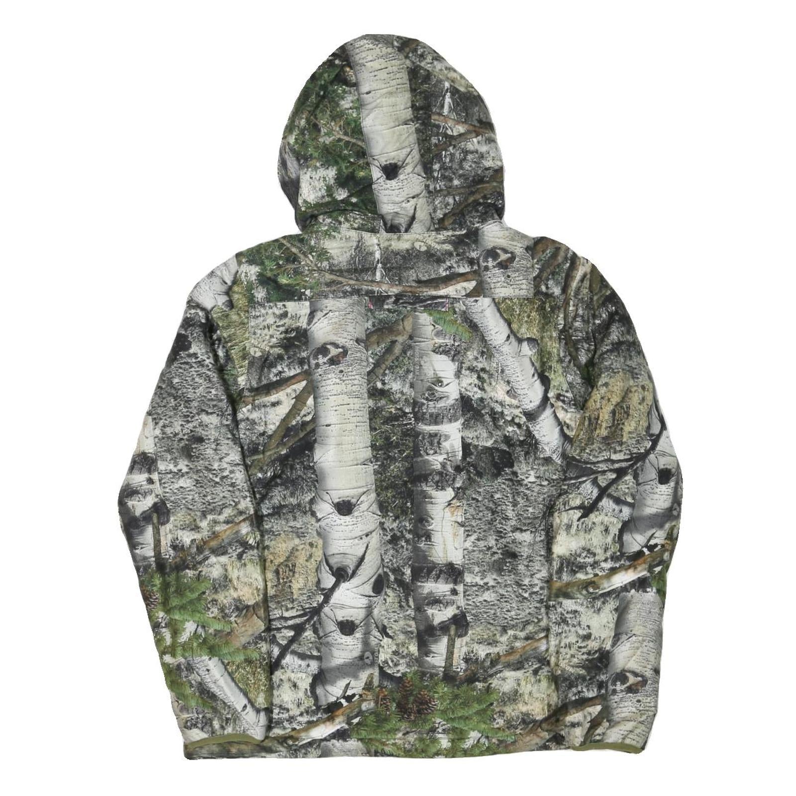 Womens Green Camouflage Hooded Jacket M Polyester Blend Zip Up Outdoor Wear